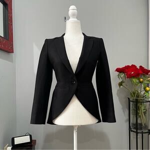 NEW BCBGMAXAZRIA Runway Silk Cotton Tailored Classic Tuxedo Blazer Jacket XXS